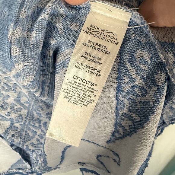 Chicos Coastal Beachy Dip Dye Cardigan Womens SIZE 1 Medium Open Cinched Waist - Picture 5 of 12